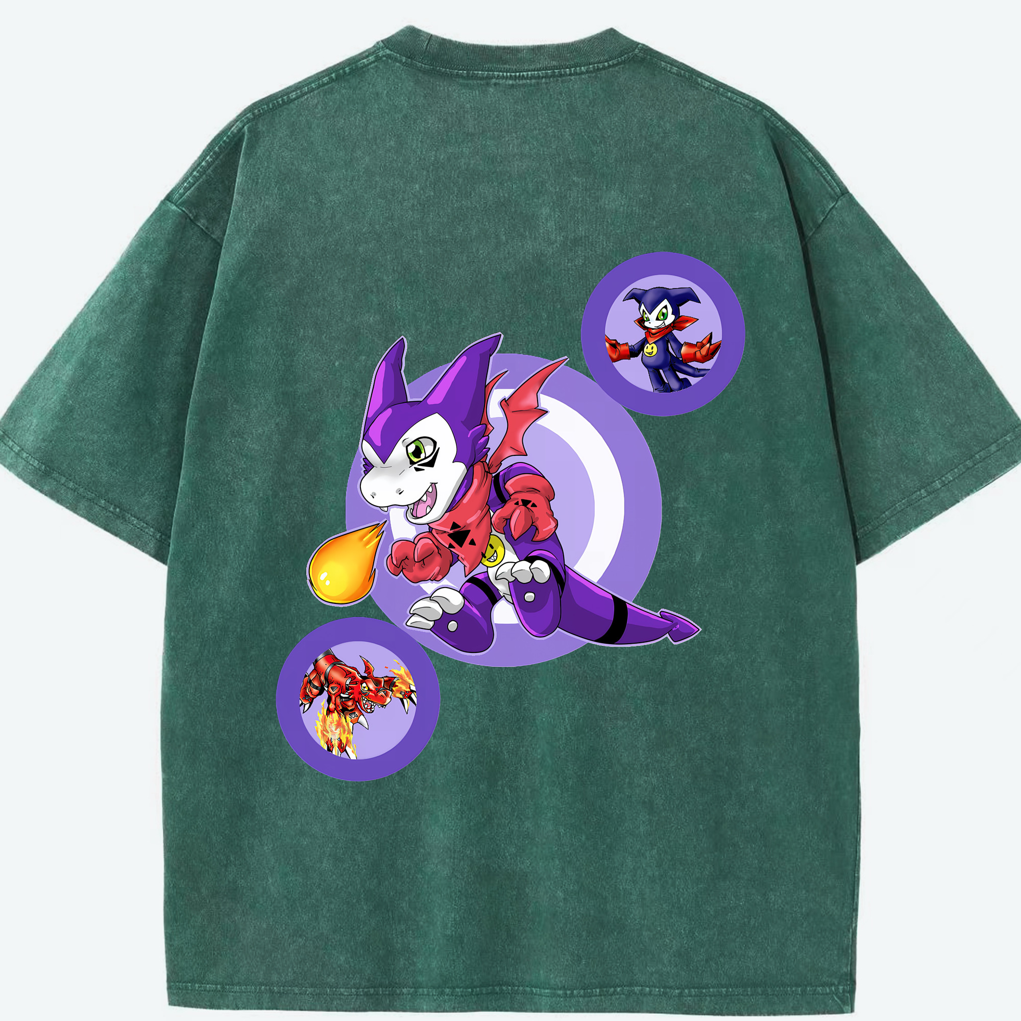 （画像用） Digimon デジタルモンスター/デジモン 綿100% ヴィンテージ風 半袖Tシャツ（背面プリント）
